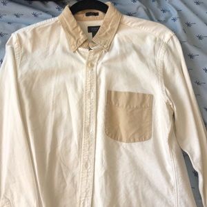 J. Crew Tan and White Button Up/Oxford